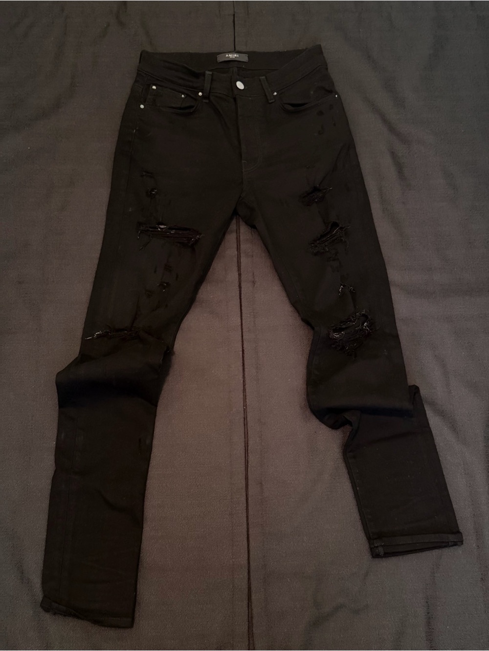 AMIRI Black Distressed Skinny Jeans